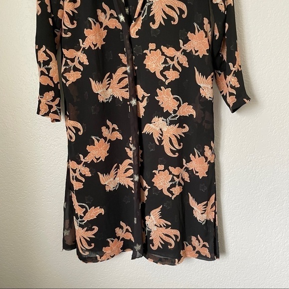 SCOTCH & SODA Black Floral Overcoat Duster Small - Picture 5 of 11
